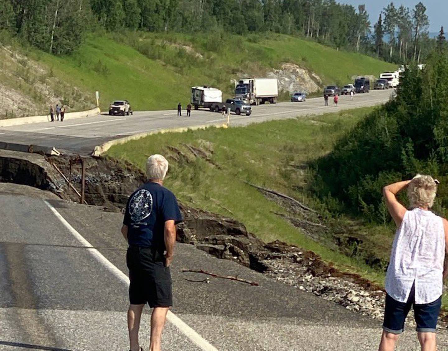 Alcan road washout Alaska Highway BC B.C. Yukon Territory