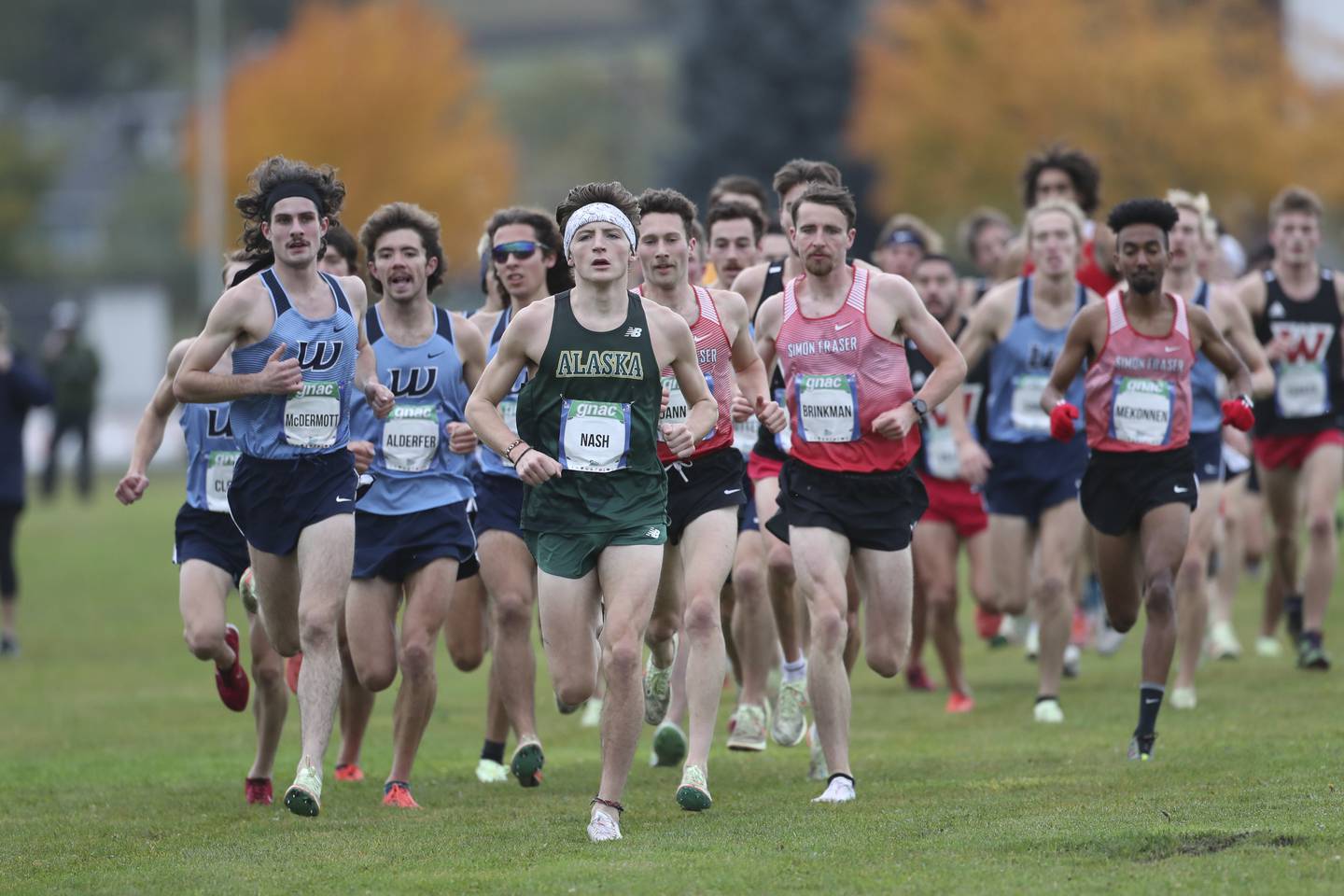UAA's Cole Nash leads the pack during the Great Northwest Athletic Conference cross country championship