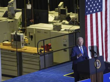 Biden visits Wisconsin to laud a new Microsoft facility — and troll Trump
