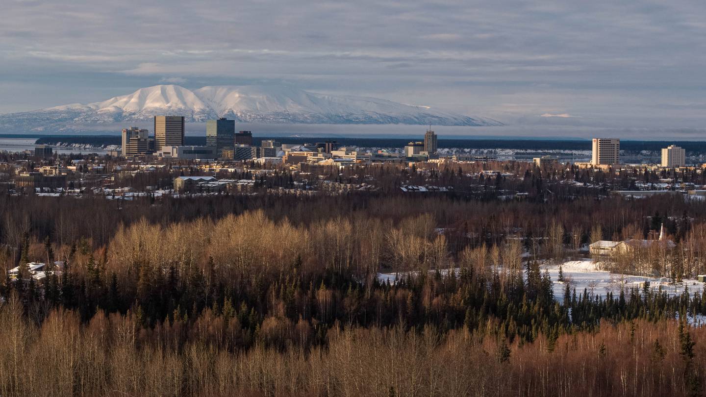 aerial, aerial photo, aerial photography, aerial photos, aerials, downtown, downtown anchorage, goose lake, mt susitna, sleeping lady