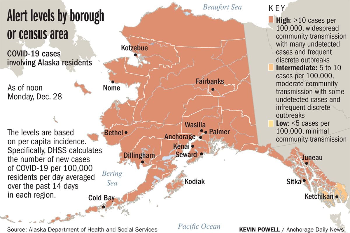 COVID-19 detection in Alaska: 126 new infections were reported Monday, no deaths