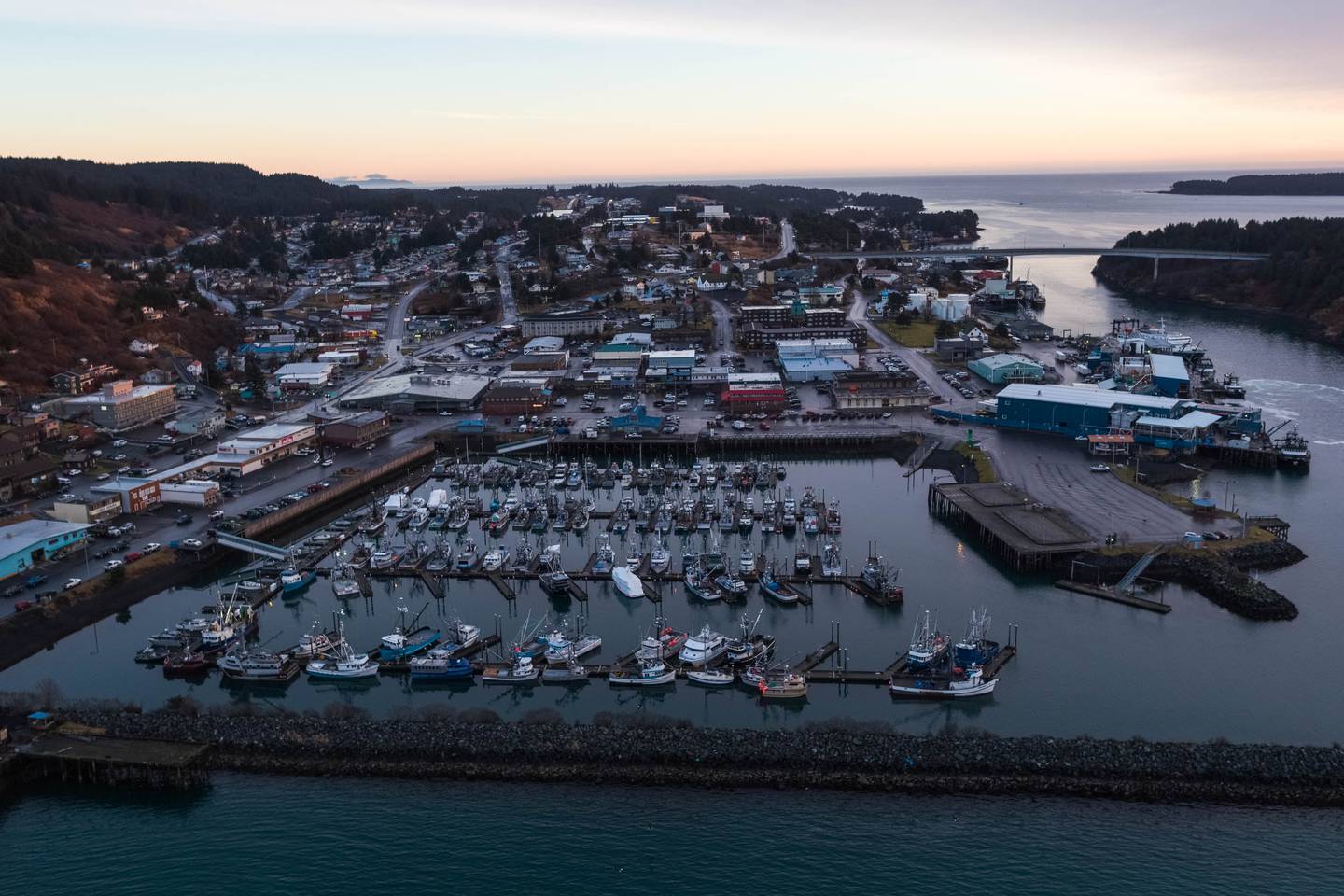 Kodiak, Kodiak City, Kodiak Island, aerial, aerial photo, aerial photography, aerial photos, aerials, boat, boats, dock, government shutdown, harbor, marina