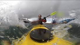 Paddling rough seas off Unalaska 300 days of the year